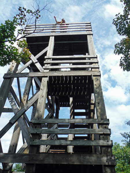 Karen Duquette at the top of the observation tower